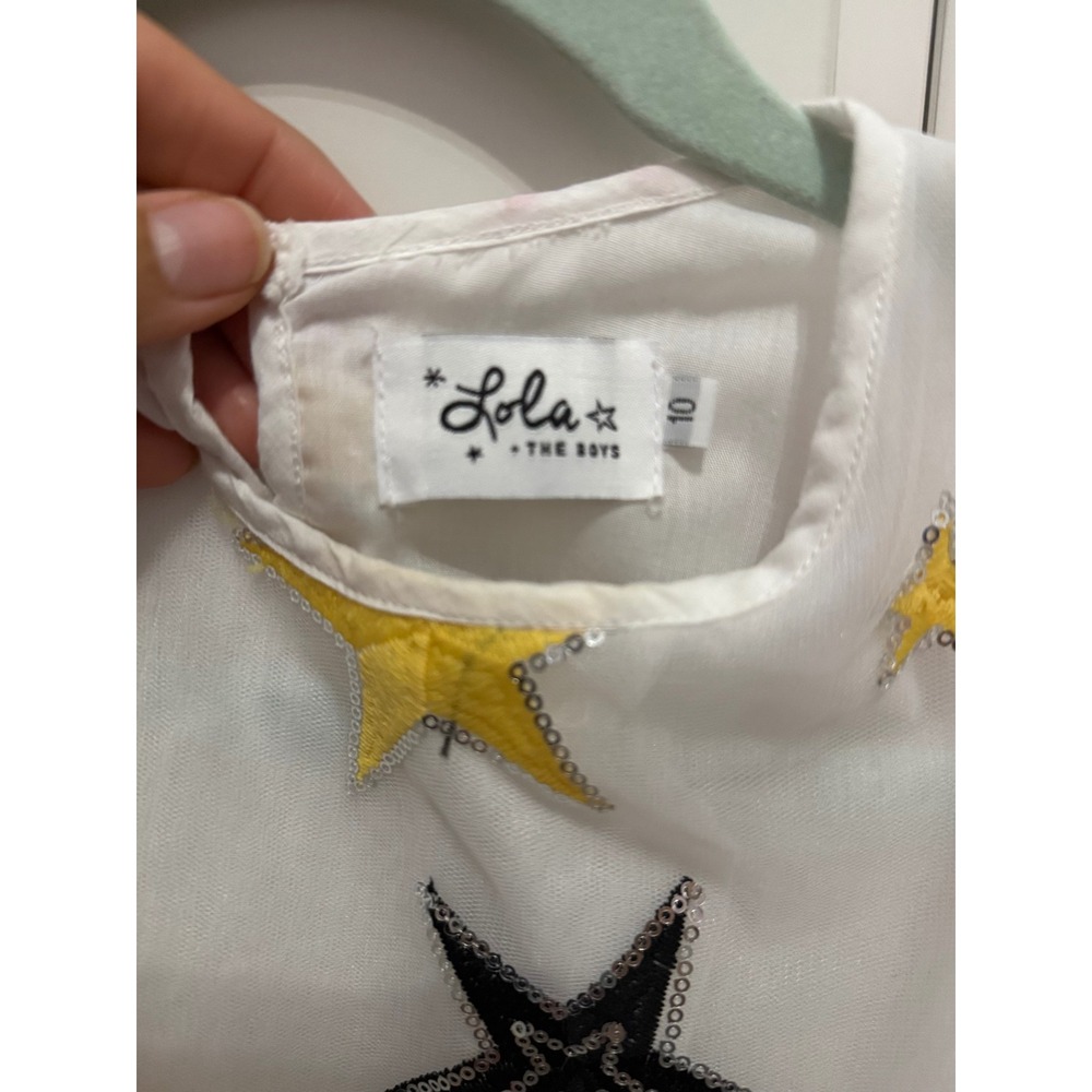 Lola + The Boys Girls White Tulle Sequin Star Dress Size 10 Party Birthday - Picture 2 of 7